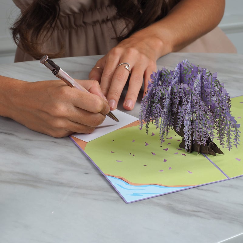 Paper Love 3D Wisteria Tree Pop-Up Cards, Gift for Valentines Day, Birthday, Anniversary, Thank You, Get Well, All Occasions - 5" x 7" Cover - Includes Envelope and Note Tag - Image 4